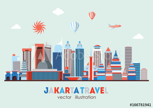 500x354 Jakarta Detailed Skyline Vector Illustration