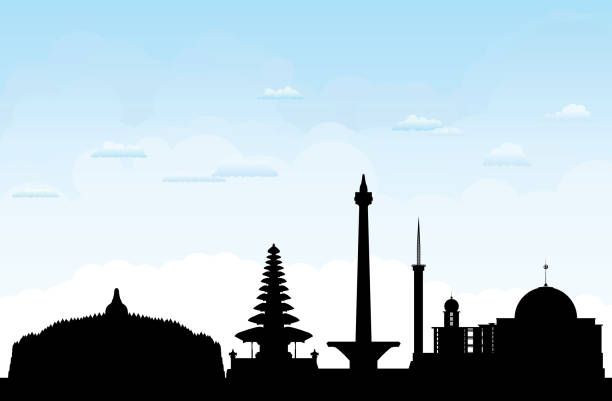 612x401 Royalty Free Silhouette Of Jakarta Skyline Clip Art, Vector Images