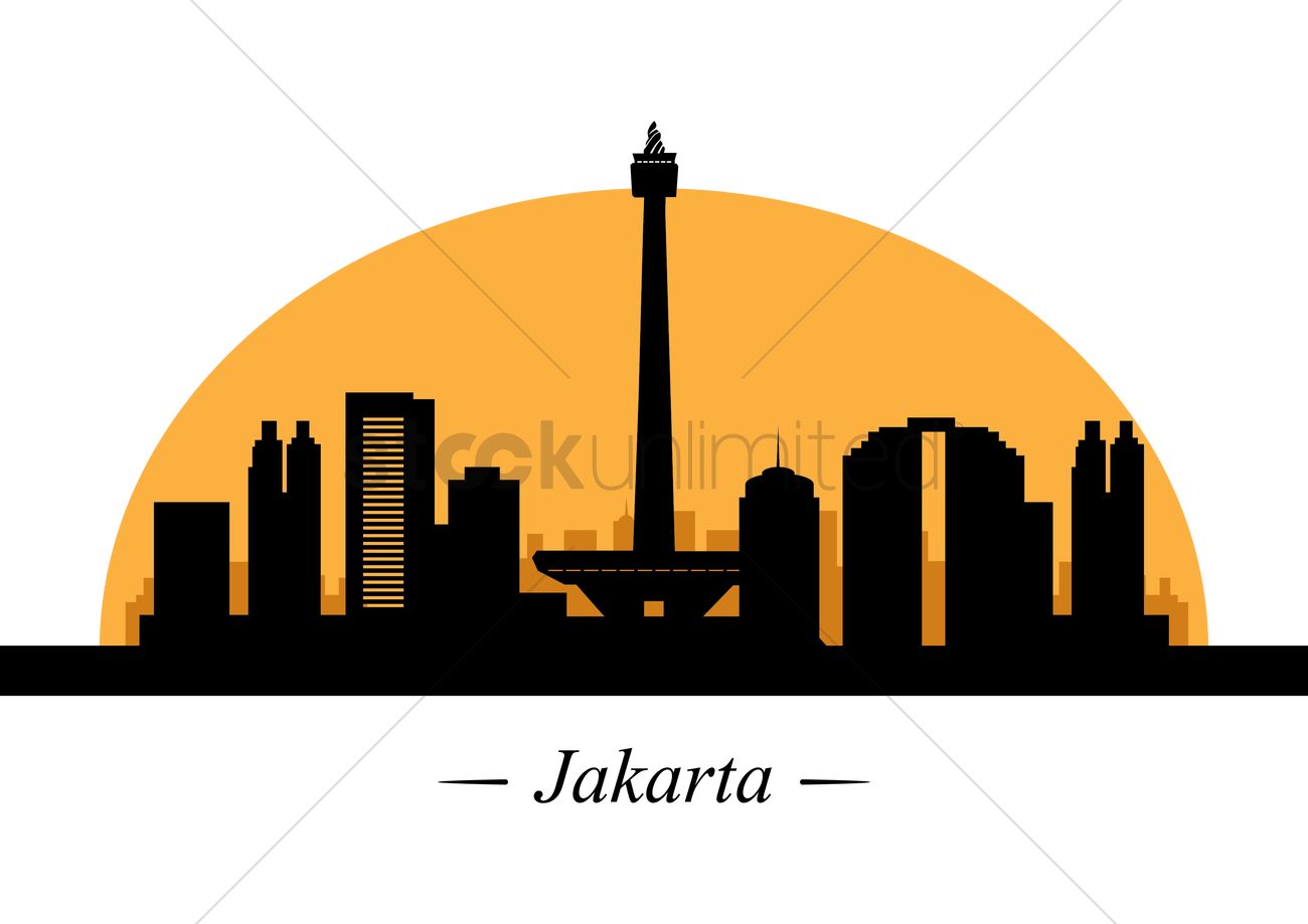 1300x919 Silhouette Of Jakarta Vector Image