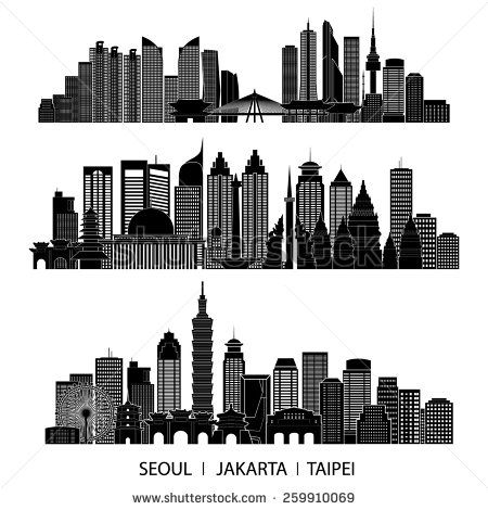 450x470 Skyline Detailed Silhouette Set