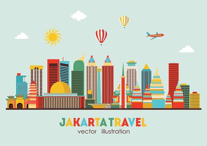 424x300 Jakarta Detailed Vector Illustration Stock Vectors