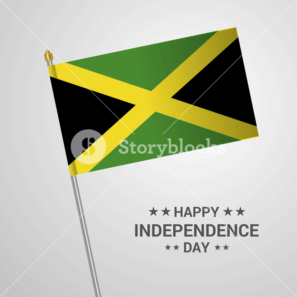 1000x1000 Jamaica Independence Day Typographic Design With Flag Vector