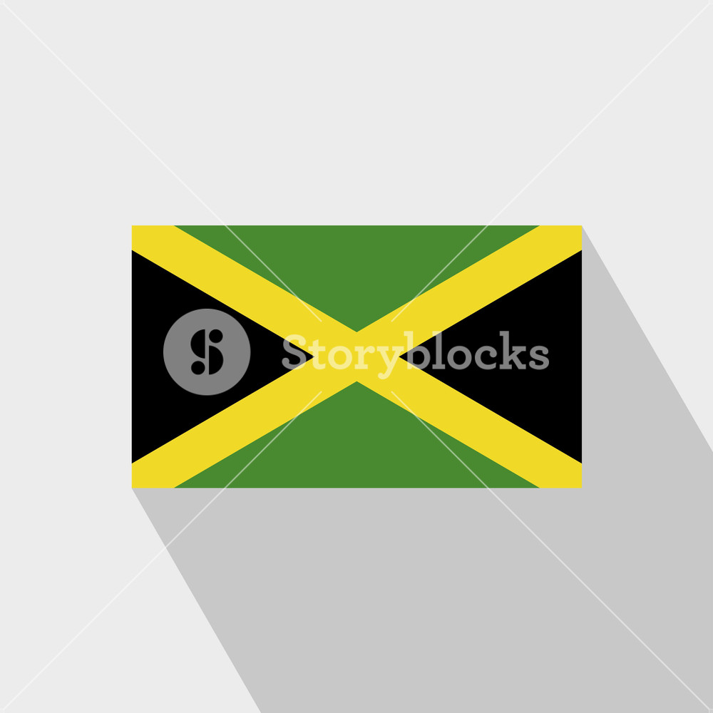 1000x1000 Jamaica Flag Long Shadow Design Vector Royalty Free Stock Image