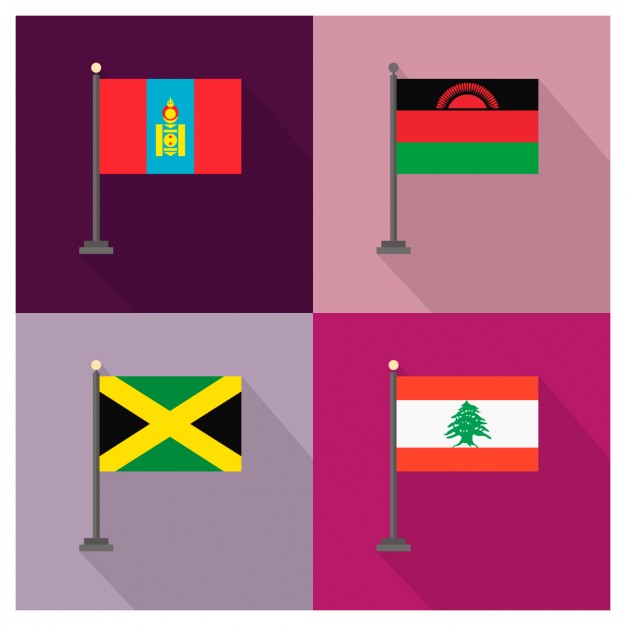 626x626 Mongolia Malawi Jamaica Lebanon Flags Vector Free Download