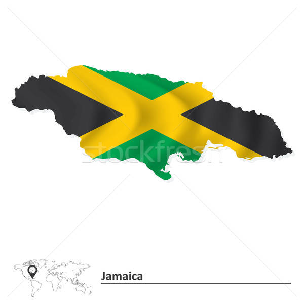 600x600 Map Of Jamaica With Flag Vector Illustration Ojal