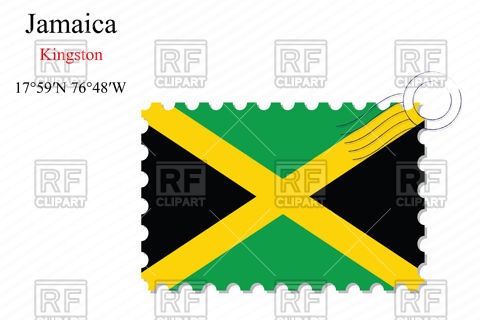 480x320 Postage Stamp With Flag Of Jamaica Vector Image Of Signs, Symbols