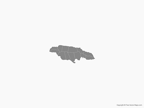460x345 Vector Map Of Jamaica With Parishes
