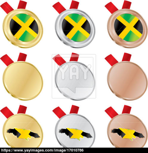 496x512 Jamaica Vector Flag In Medal Shapes Vector