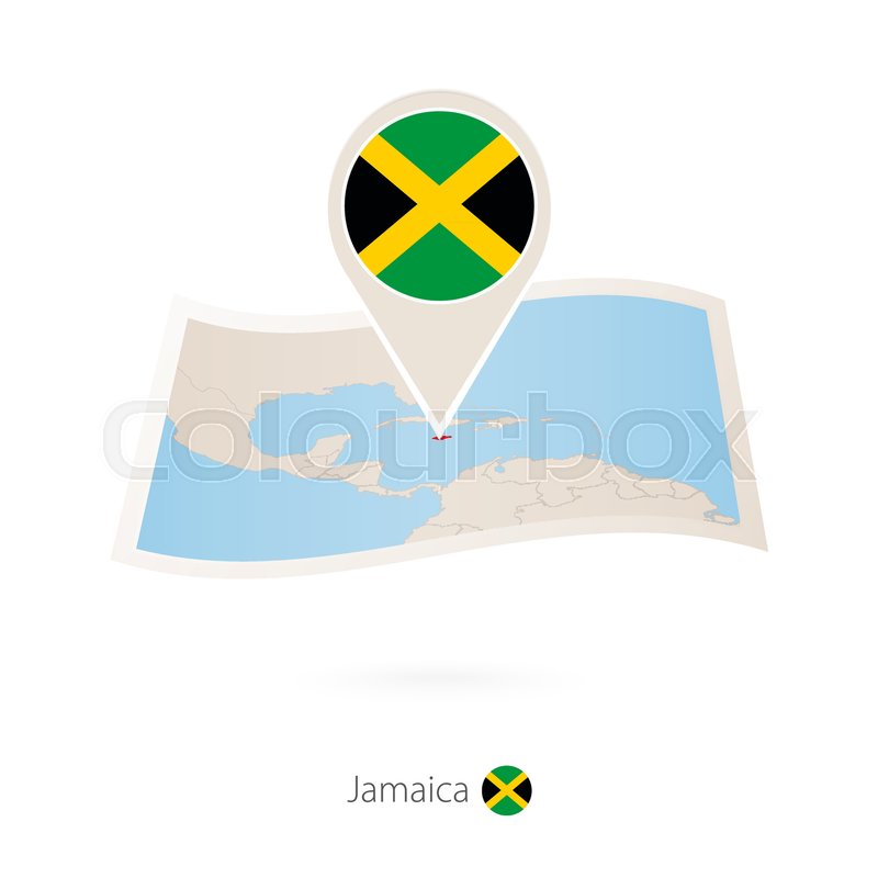 800x800 Folded Paper Map Of Jamaica With Flag Stock Vector Colourbox
