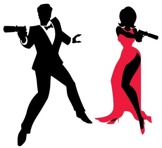 570x521 Spy Couple Vector Cartoon Illustration Secret Agent Etsy
