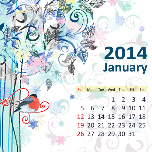 500x500 Floral Calendar January Vector Free Vector In Encapsulated