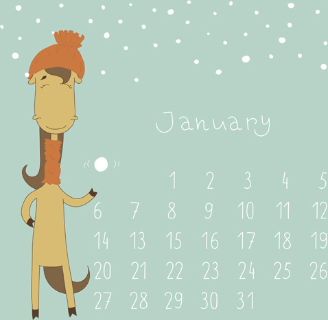 478x466 Cute Cartoon January Calendar Design Vector Free Vector