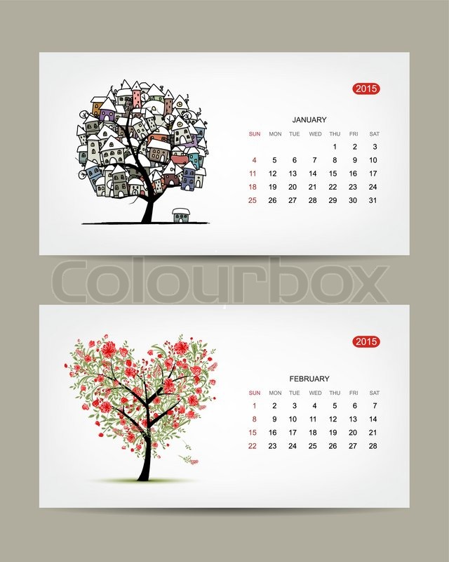640x800 Vector Calendar January And Stock Vector Colourbox
