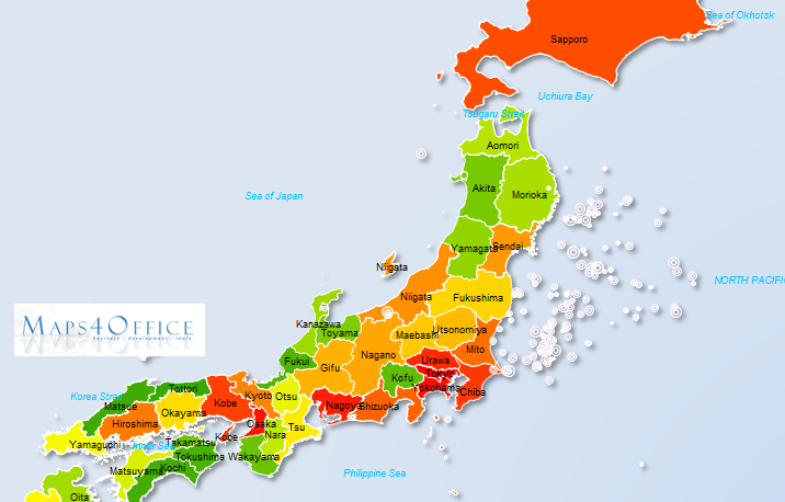 716x458 Coloring Japan Nippon Vector Map
