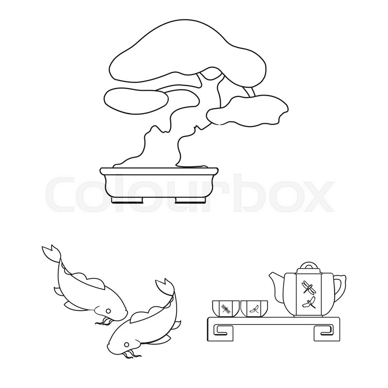 800x800 Country Japan Outline Icons In Set Stock Vector Colourbox