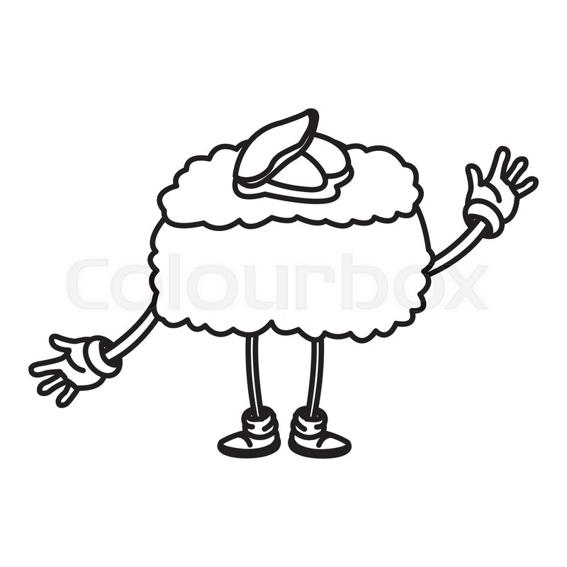 800x800 Sushi Food Japanese Cartoon Character Stock Vector Colourbox