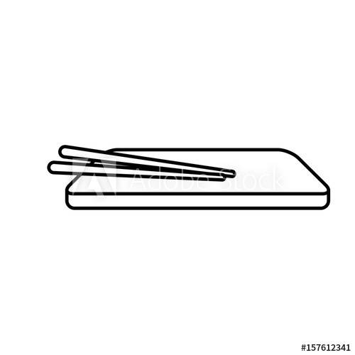 500x500 Japanese Wooden Plate And Sticks For Food Outline Vector