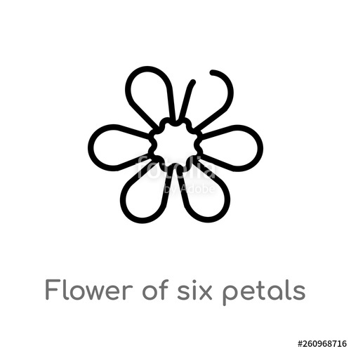 500x500 Outline Flower Of Six Petals From Japan Vector Icon Isolated