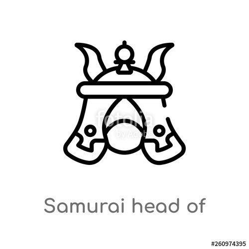 500x500 Outline Samurai Head Of Japan Vector Icon Isolated Black Simple