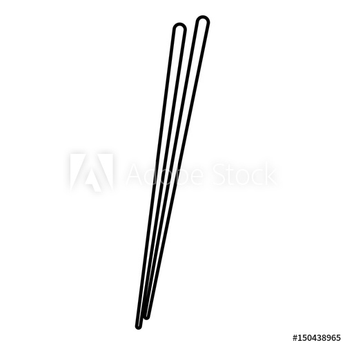 500x500 Stick Wooden Food Japanese Utensil Outline Vector Illustration