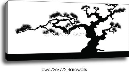 453x252 The Japanese Landscape Silhouette Vector, Canvas Print Barewalls