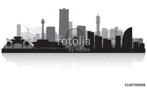 500x300 Yokohama Japan City Skyline Silhouette Stock Image And Royalty