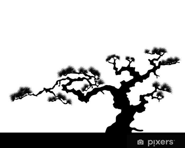 700x560 The Japanese Landscape Silhouette Vector Wall Mural