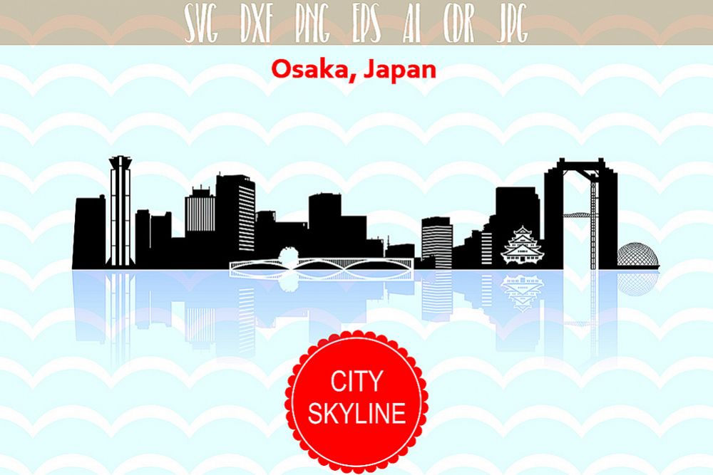 1000x667 Osaka Vector Skiline, Osaka Japan Vector Skyline