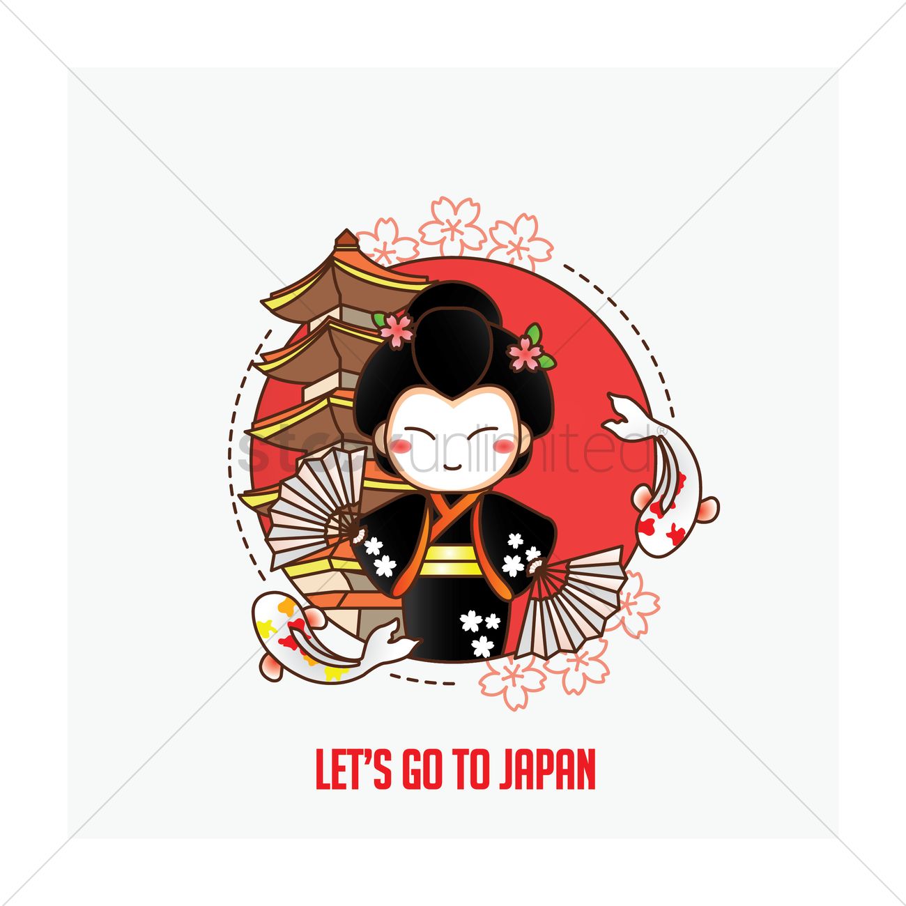 1300x1300 Travel To Japan Vector Image