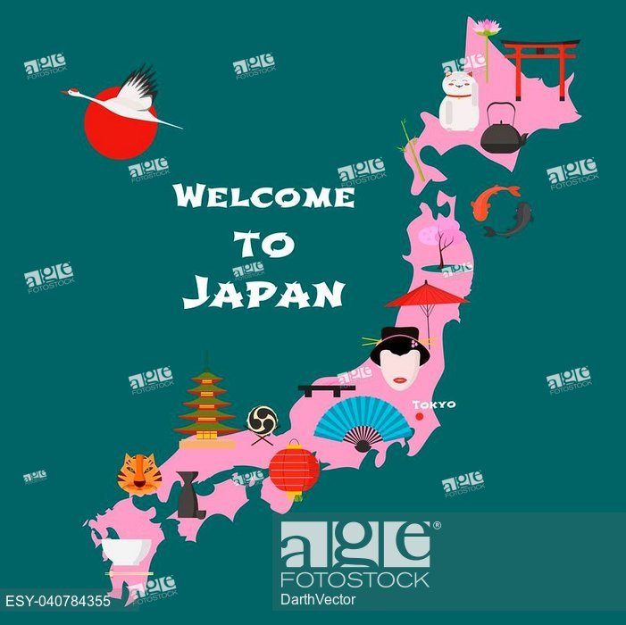 701x700 Map Of Japan Vector Illustration, Design Element Icons
