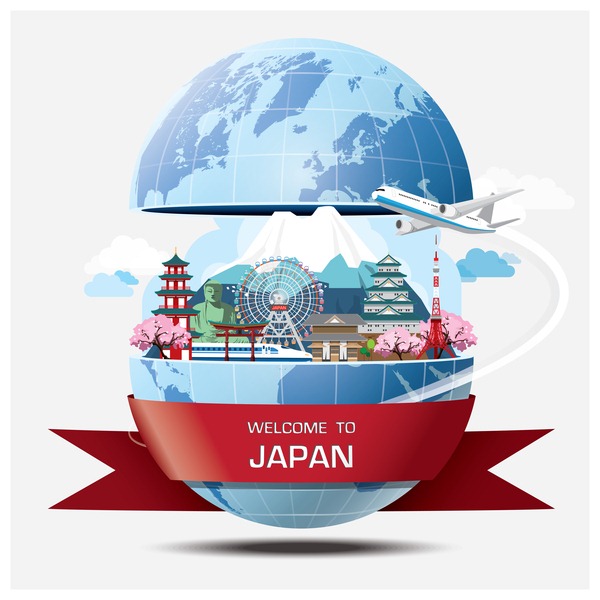 600x600 World Travel Of Japan Vector Template Download My Free