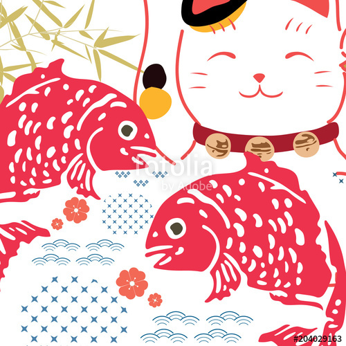 Japanese Background Vector The Maneki Neko 500x500 Japanese Background Vector The Maneki Neko