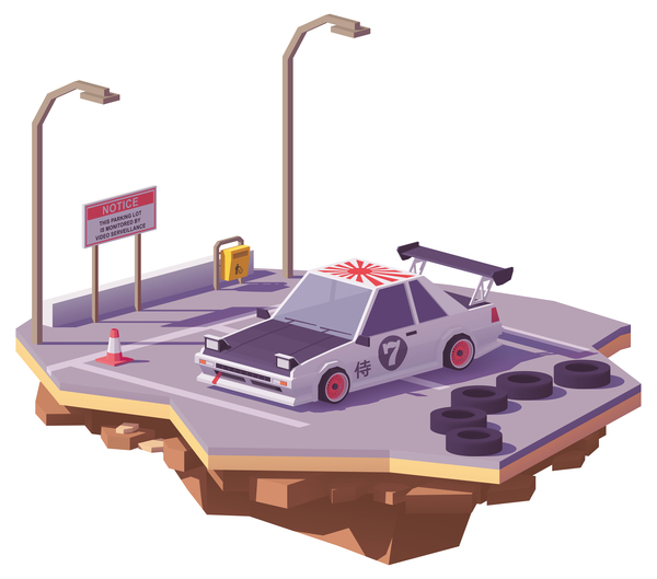 Classic Japanese Drift Car Vector Free Download 600x529 Classic Japanese Drift Car Vector Free Download