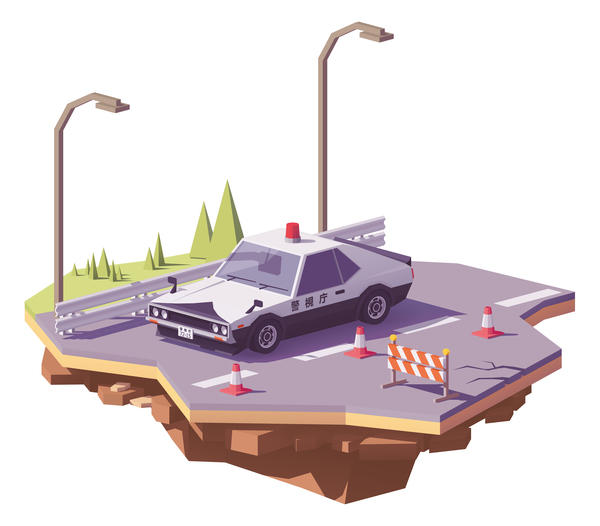 Japanese Police Car On The Highway Vector Free Download 600x526 Japanese Police Car On The Highway Vector Free Download