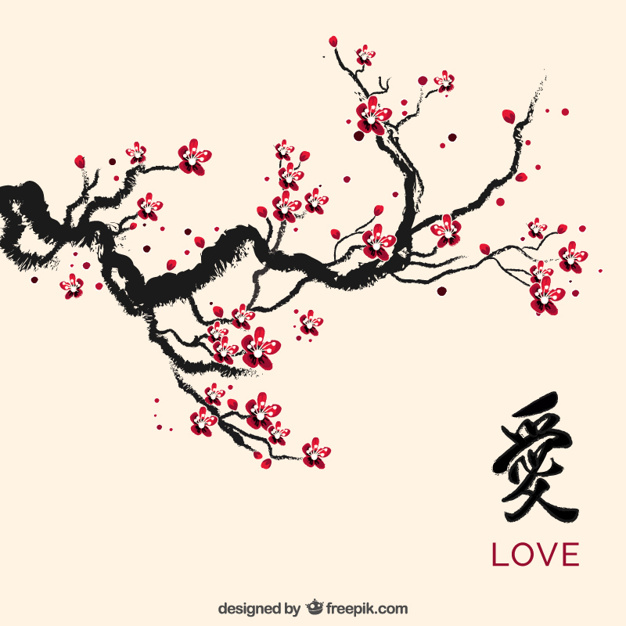 626x626 Ink Cherry Blossom Vector Free Download