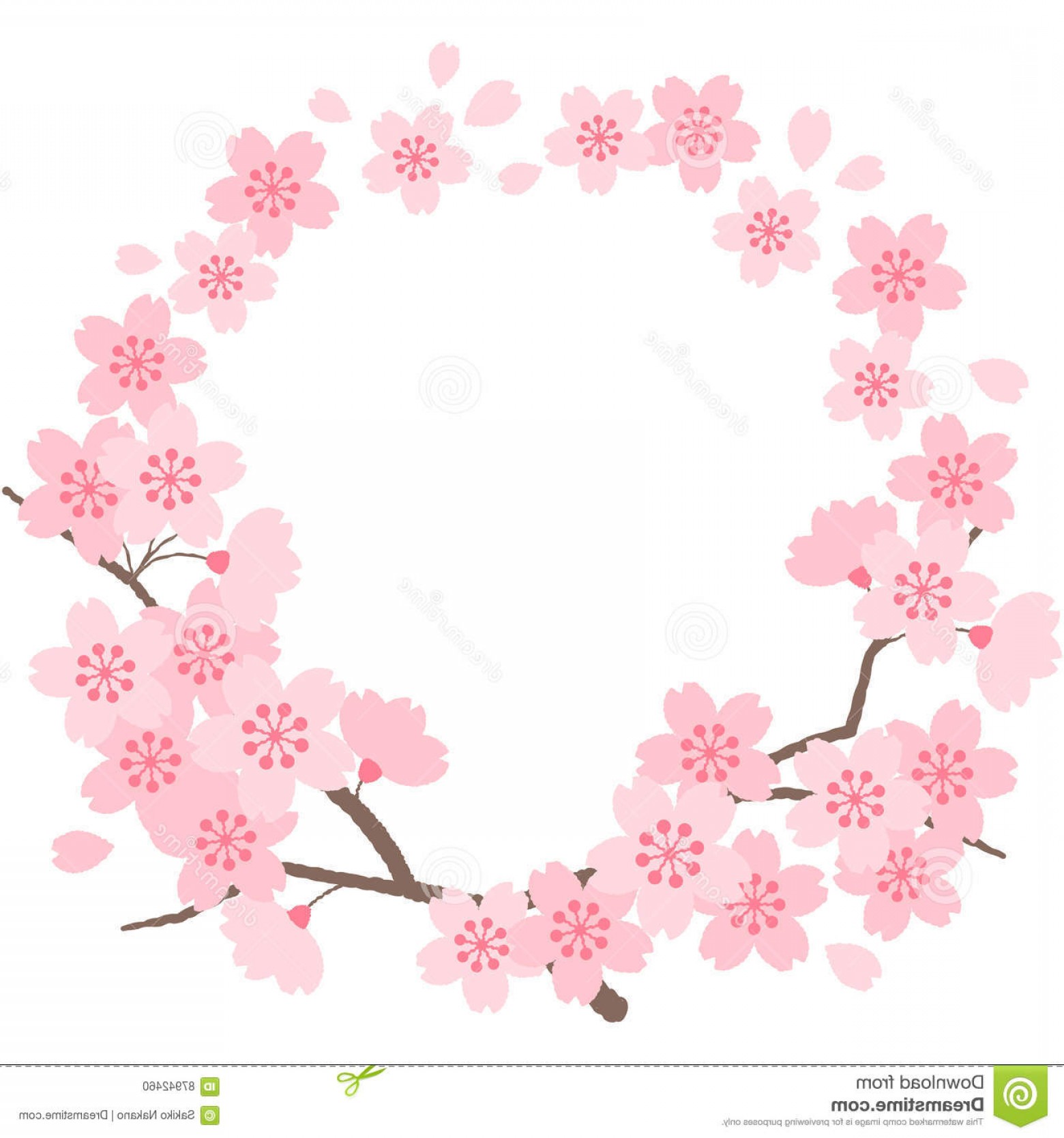 1560x1668 Stock Illustration Cherry Blossoms Circle Frame Blossom Vector