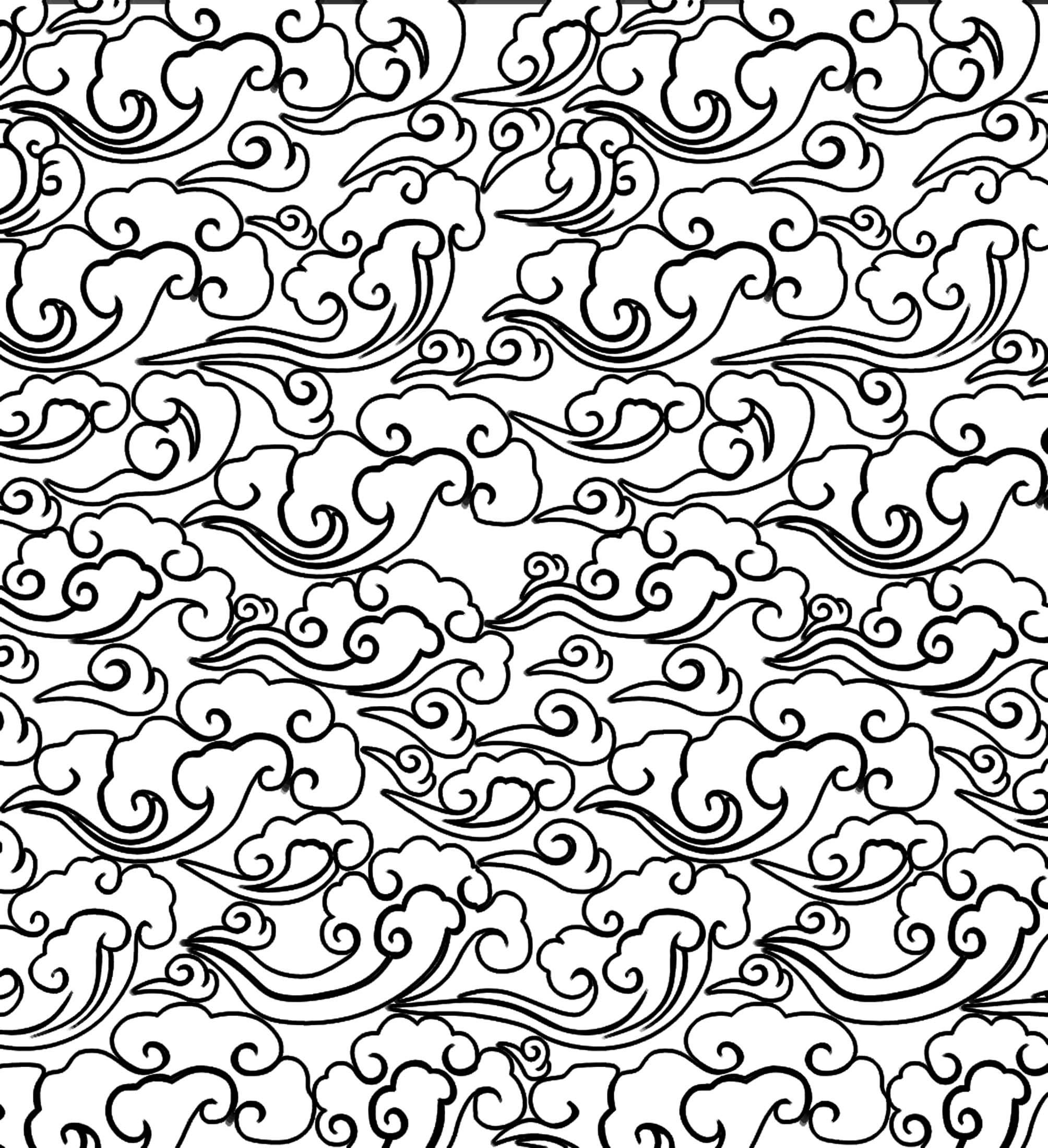 2008x2200 Collection Of 'japanese Clouds Drawing' Download More Than