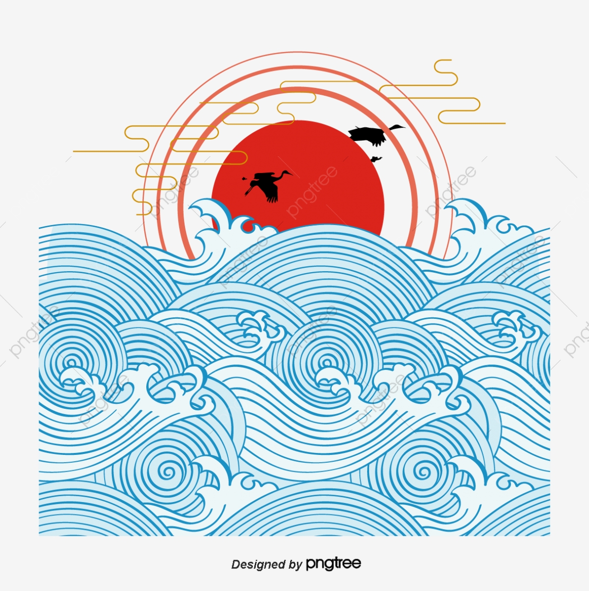 1200x1203 Japanese Sea Crane Traditional Patterns, Png, Cloud, Red Crowned