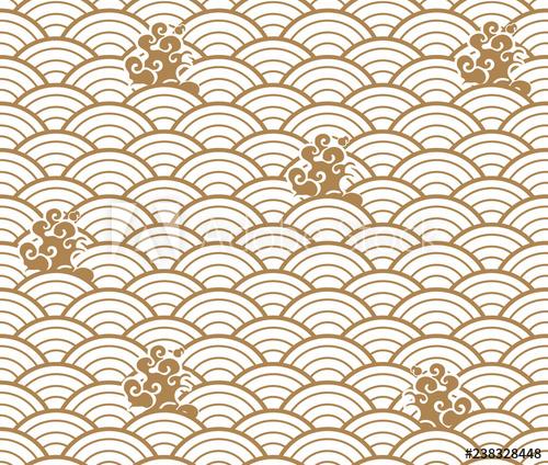 500x424 Japanese Wave Pattern With Cloud Vector Gold Geometric Background
