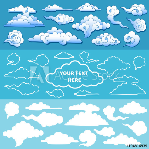 500x500 Set Of Hand Drawn Japan Style Clouds Of Different Sizes And Shapes