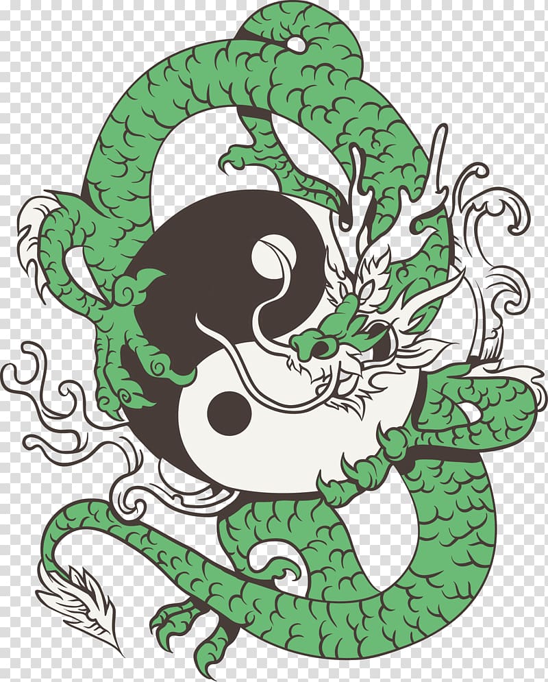 800x995 Green Dragon And Yin Yang Illustration, T Shirt Chinese Dragon