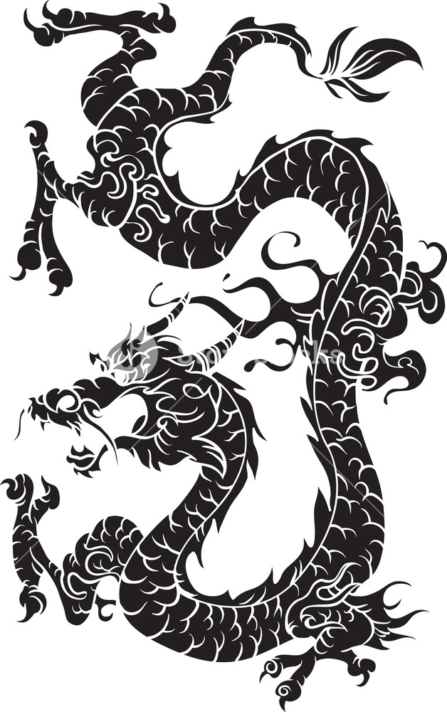 628x1000 Japanese Vector Dragon Royalty Free Stock Image