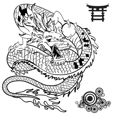 435x450 Japanese Dragon Tattoo Tshirt In Vector Format Royalty Free