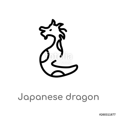 500x500 Outline Japanese Dragon Vector Icon Isolated Black Simple Line