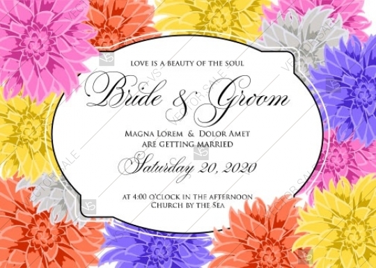 Chrysanthemum Wedding Invitation Card Template With Red Romantic 540x385 Chrysanthemum Wedding Invitation Card Template With Red Romantic