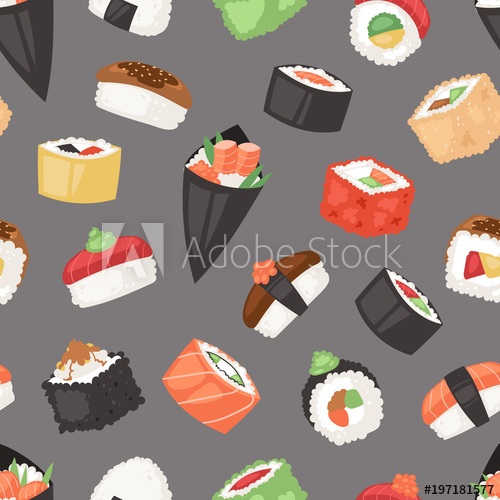 500x500 Japanese Food Vector Sushi Sashimi Roll Or Nigiri And Appetizer