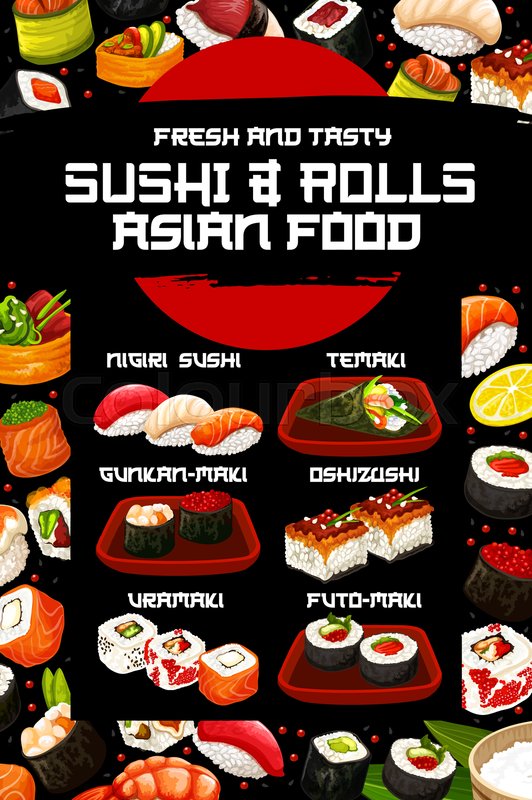 532x800 Japanese Sushi Vector Menu With Asian Stock Vector Colourbox