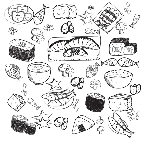 600x600 Painted Delicious Japanese Food Vector Graphics My Free
