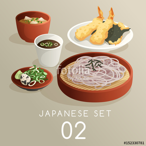 500x500 Set Of Japanese Food Vector Illustration Stock Image