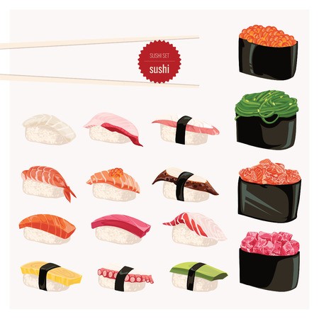 450x450 Sushi Set Japanese Food Vector Illustration Royalty Free Vector